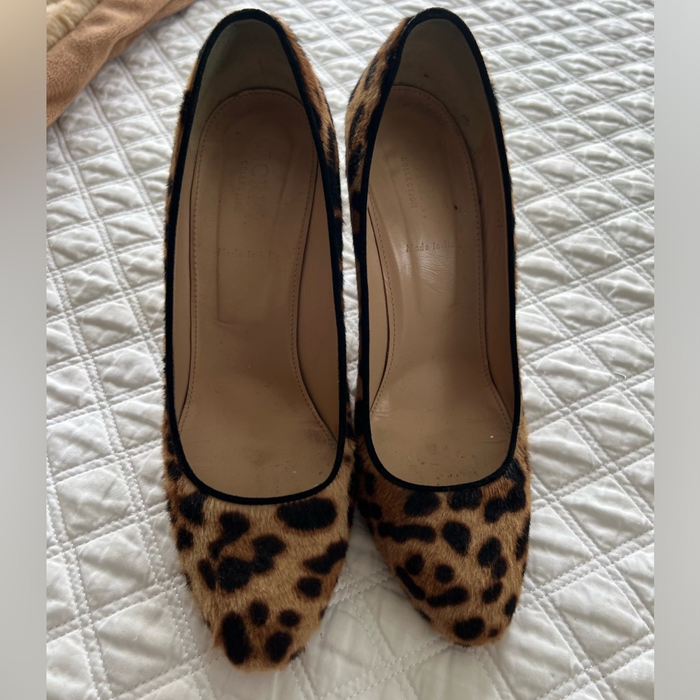 J.Crew Collection vintage leopard calf hair block heels